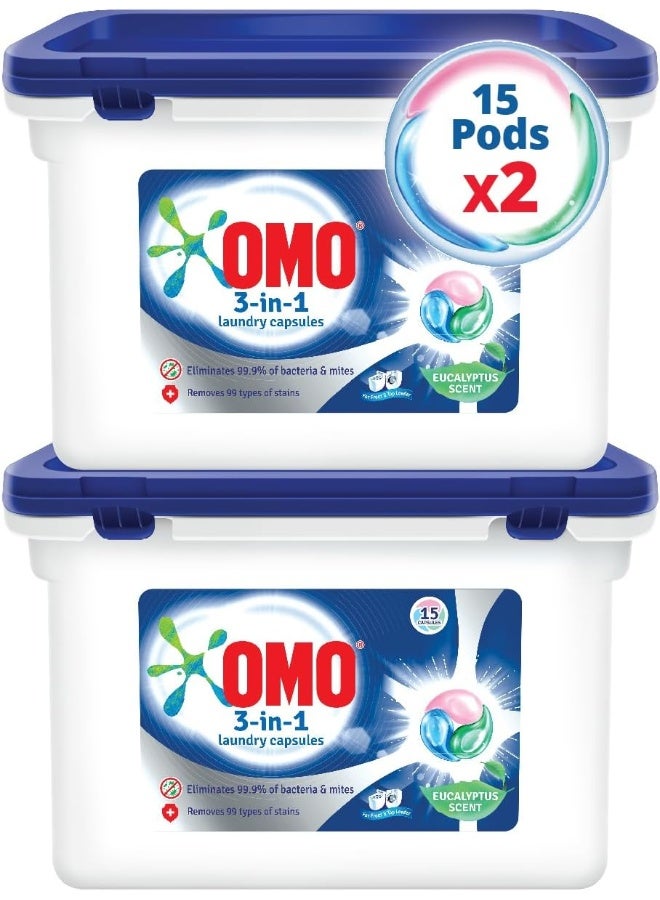 OMO Active 3in1 Laundry Capsules - Eucalyptus Freshness - Image 1
